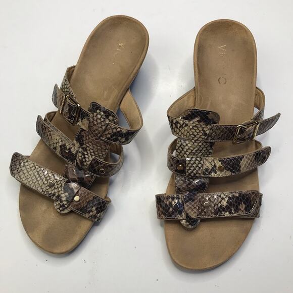 Vionic Women's Radia Orthotic Adjustable Strap Slide Snake Print Wedge Sandals - Picture 1 of 7